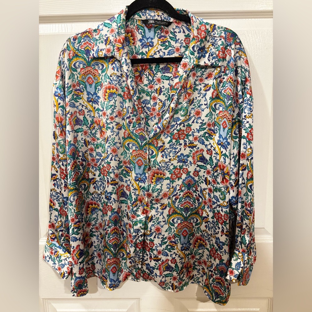 Zara Satin Floral Top